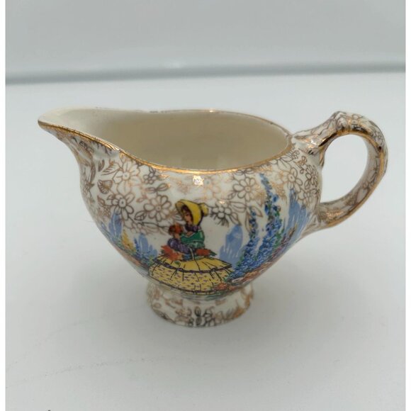 Vintage Empire England Creamer Pitcher Floral Gold Trim Design - Picture 4 of 6